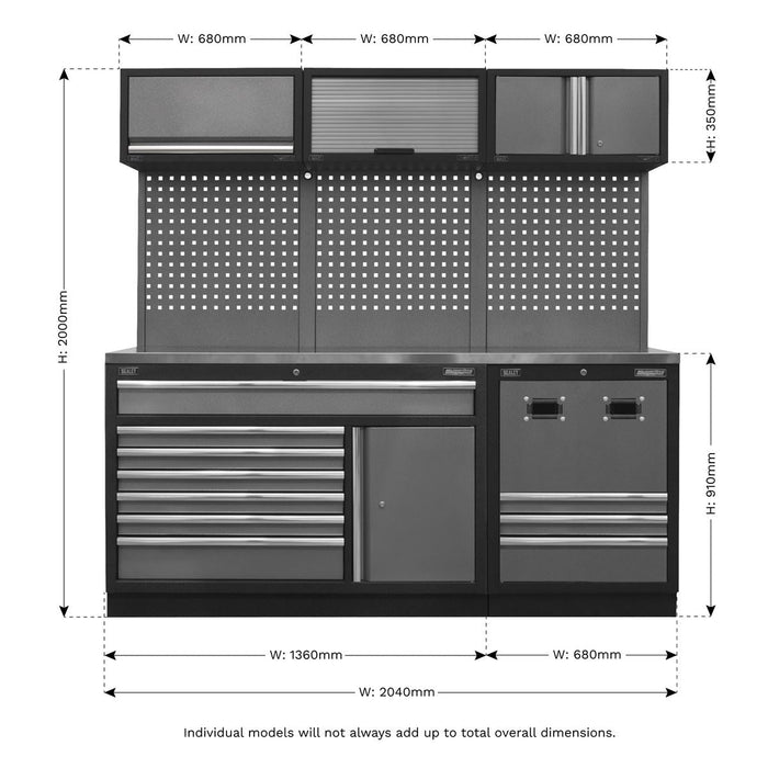 Sealey Modular Storage System Combo Stainless Steel Worktop APMSSTACK14SS