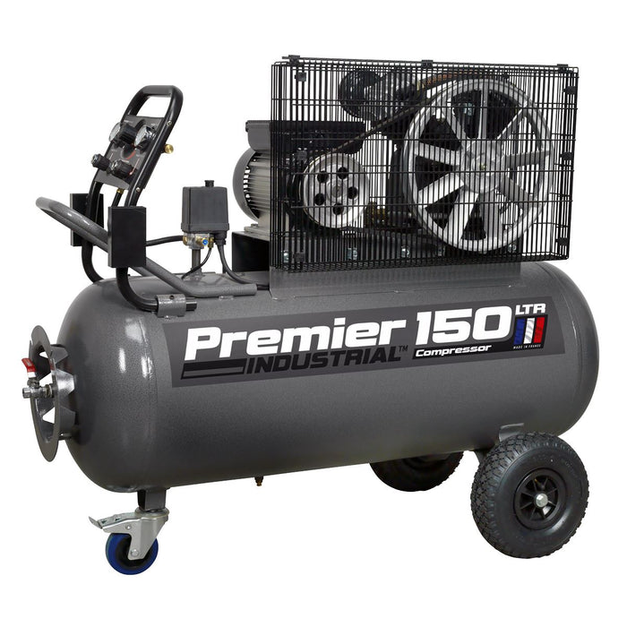 Sealey Air Compressor 150L Belt Drive 3hp with Front Control Panel SAC3153B Sealey  - Dynamic Drive