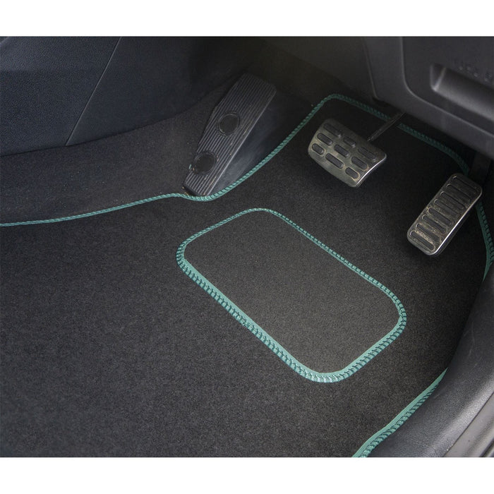 Tailored Green Trim Carpet Mats fits Citroen C1 14-18 + Clips 14 15 16 17 18 UKB4C  - Dynamic Drive