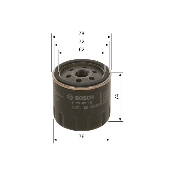 Genuine Bosch Car Oil Filter P7143 fits VW Up BlueMotion - 1.0 - 11-20 F02640714