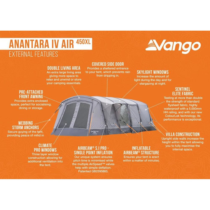 Vango Anantara IV Air 450XL Cloud Grey Tent 4 Berth Vango  - Dynamic Drive