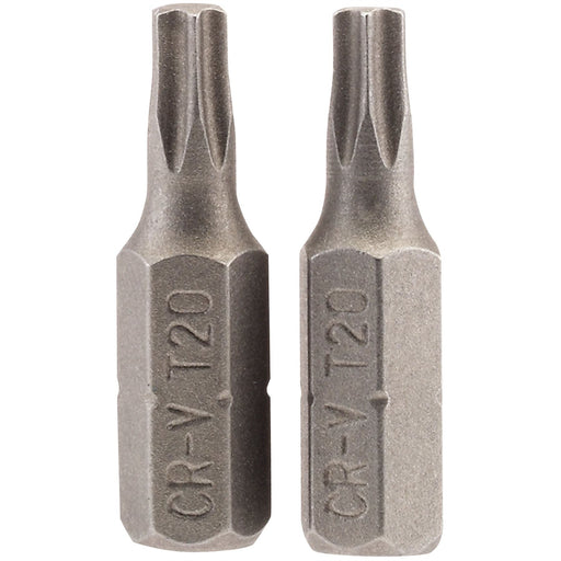 Draper TX-STAR Insert Bit, 1/4" Hex, 25mm Long, T20 (Pack of 2) Draper  - Dynamic Drive