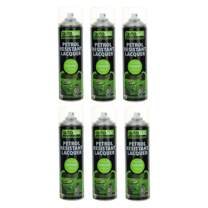 6x AUTOTEK Professional Petrol Resistant Lacquer 500ml Spray Paint High Coverage