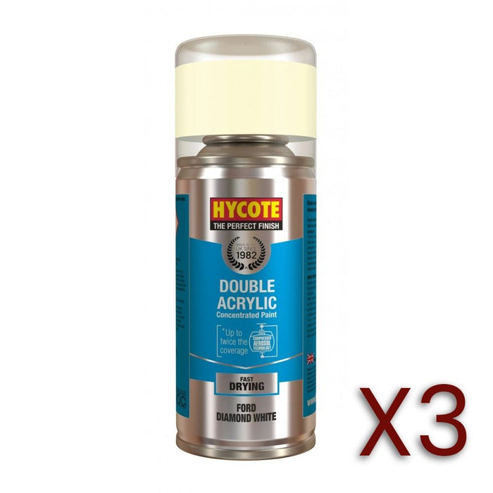 3x Hycote Aerosol Paint for Ford Diamond White 150ml