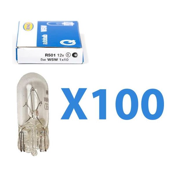 100 x Ring R501 W5W Car Sidelight Side Light Bulb 501 12v 5w Push Fit - E Marked Ring Automotive  - Dynamic Drive