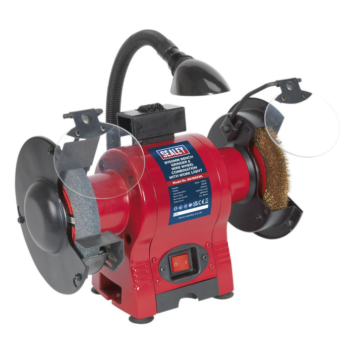 Sealey Bench Grinder150mm & Wire Wheel Combination with Worklight 250W/230V Sealey  - Dynamic Drive