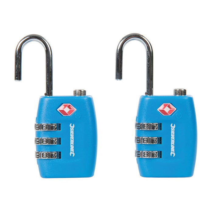 Silverline TSA Combination Luggage Padlocks 2pk 3-Digit Silverline  - Dynamic Drive