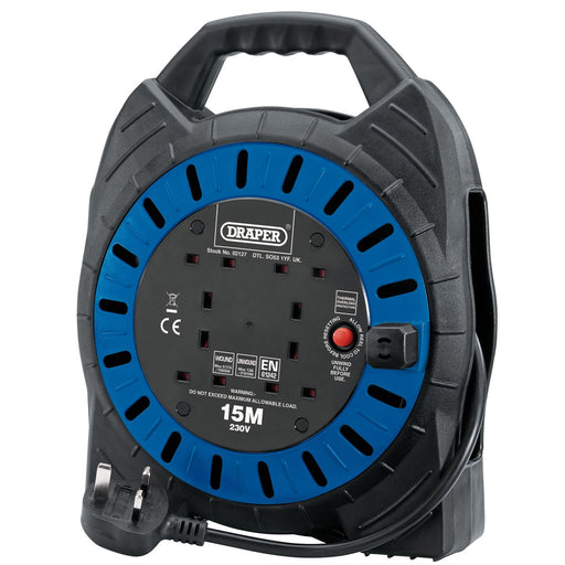 Draper 230V Four Socket Cable Reel, 15m 02127 Draper  - Dynamic Drive