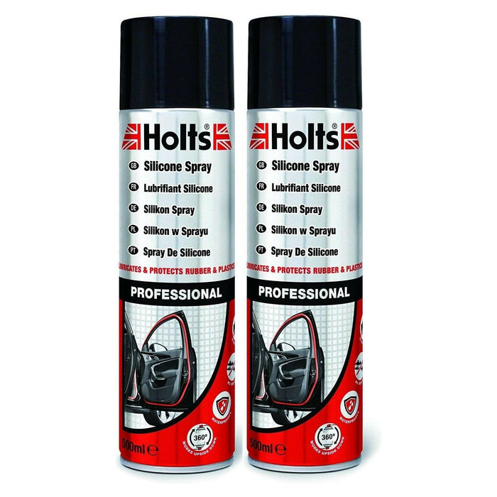 2x Holts Silicone Spray High Performance Lubricant Spray Eliminates Sticking 500ml