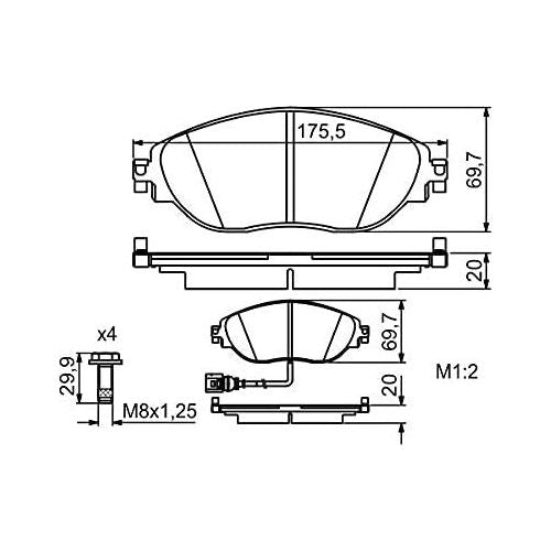 Bosch Brake Pad Set Bp1699 fits VW Passat TDi BlueMotion - 2.0 - 10-14 098649470