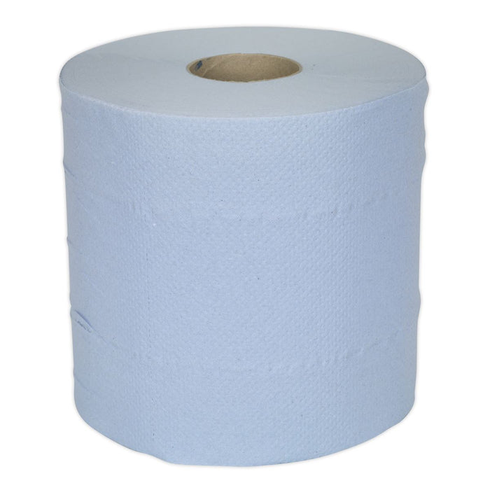 Sealey Paper Roll Blue 2-Ply Embossed 150m Pack of 6 BLU150