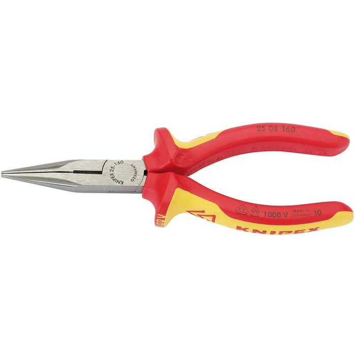 Draper Knipex 25 08 160UKSBE VDE Fully Insulated Long Nose Pliers, 160mm 31944