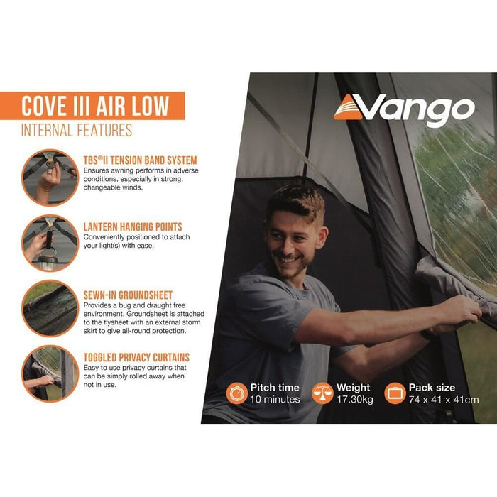 Vango Cove III Air Low Drive Away Awning  (180 - 210cm) Campervan Vango  - Dynamic Drive