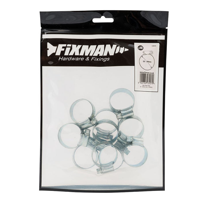 Fixman Hose Clips 10pk 22 - 30mm (1A)