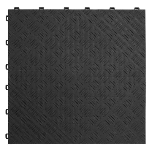 Sealey Polypropylene Floor Tile 400 x 400mm Black Treadplate Pack of 9 FT3B Sealey  - Dynamic Drive