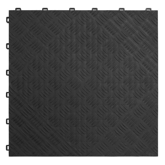 Sealey Polypropylene Floor Tile 400 x 400mm Black Treadplate Pack of 9 FT3B Sealey  - Dynamic Drive