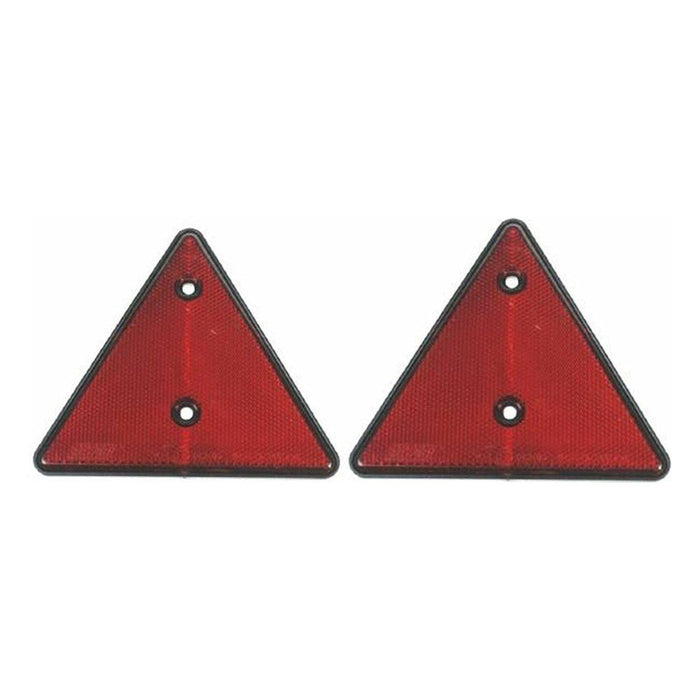 2x Triangle Red Reflectors Screw Fit Rear Pair for Trailers Caravans Gatepost Maypole  - Dynamic Drive