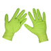 Diamond Grip Extra-Thick Nitrile Powder-Free Gloves Hi-Vis Green Large Pack  50 Sealey  - Dynamic Drive