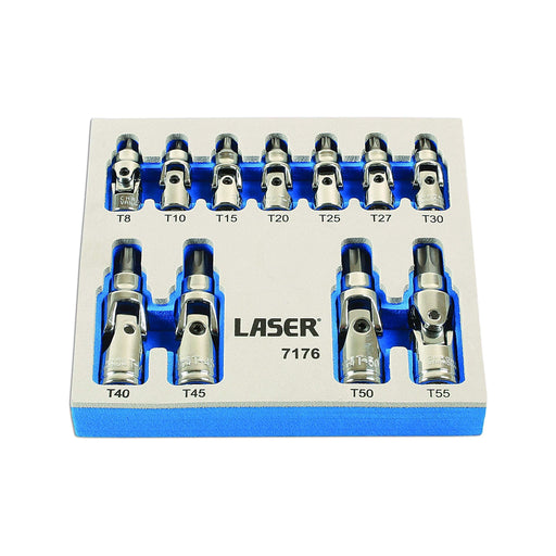 Laser Tamperproof U/J Star Socket Bit Set 1/4"D, 3/8"D 11pc 7176 Laser Tools  - Dynamic Drive