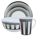 Camping Caravan Picnic Fishing Travel Melamine 16pc Dining Dinner Set - Stripe 7 Leisurewize  - Dynamic Drive