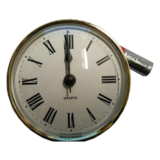 Caravan, Motorhome, Boat 72mm Brass Oval Clock White With Roman Numerals ME508 - UK Camping And Leisure