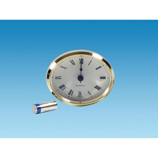 Caravan, Motorhome, Boat 72mm Brass Oval Clock White With Roman Numerals ME508 - UK Camping And Leisure