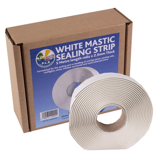 Caravan Motorhome Mastic Sealing Strip 19mm x 5m x 2.5mm Sealant Roll White PLS PLS  - Dynamic Drive