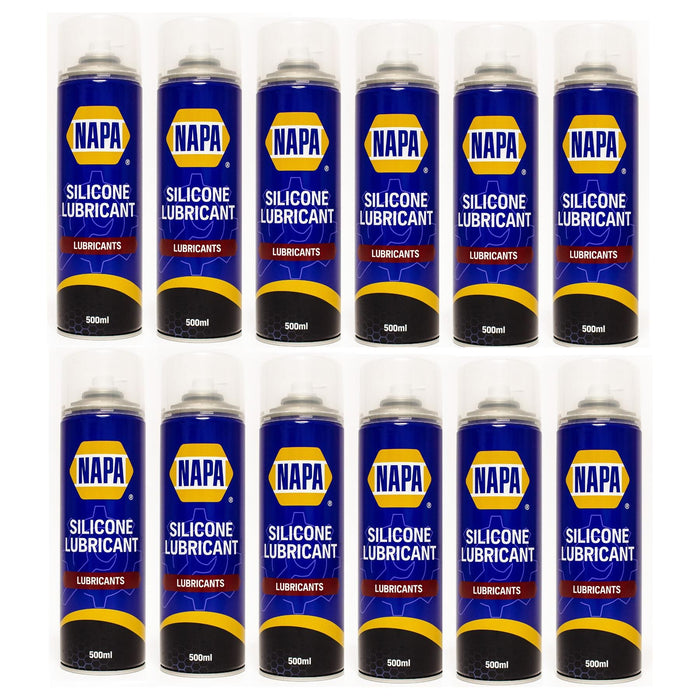 12x NAPA Silicone Lubricant Aerosol Spray Grease Can Water Resistant 500ml