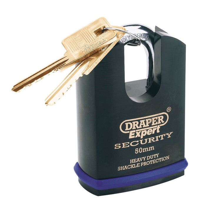 Draper Heavy Duty Padlock and 2 Keys with Shrouded Shackle, 50mm 64197 Draper  - Dynamic Drive