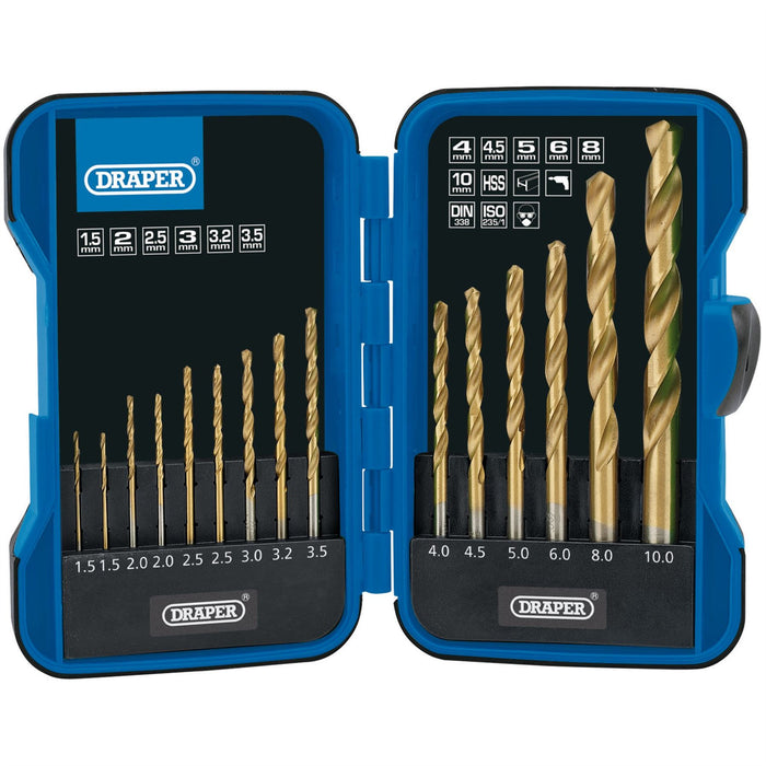 Draper Metric Titanium Nitride Coated HSS Drill Bit Set (15 Piece) 18549 Draper  - Dynamic Drive