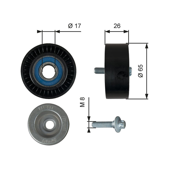 Gates Drivealign Idler fits Mercedes-Benz SL 55 AMG Kompressor - 5.4 - 02-05 T36