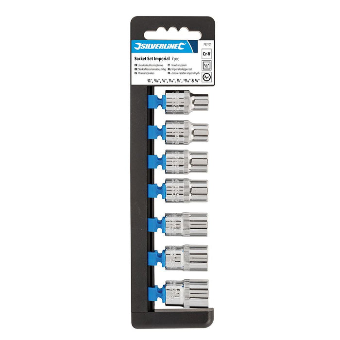 Silverline Socket Set 1/2" Drive 6pt Imperial 7pce 3/8" - 3/4" Silverline  - Dynamic Drive