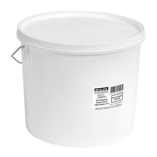 Sealey Shot Blasting Beads Glass 25kg Plastic Tub GB25KG Sealey  - Dynamic Drive