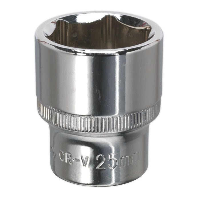 Sealey WallDrive Socket 25mm 1/2"Sq Drive Fully Polished SP1225