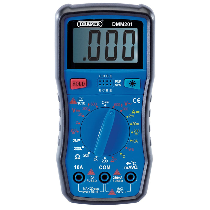 Draper Manual-Ranging Digital Multimeter, 1 x Test Leads, 1 x Temp Probe, 1 x Ca