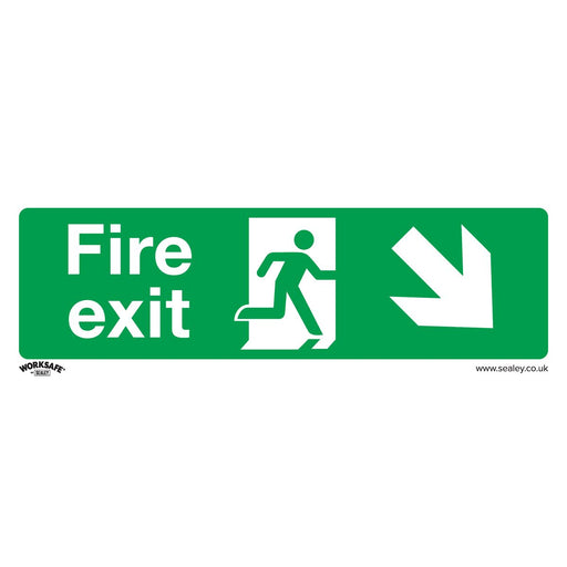 Sealey Safe Conditions Safety Sign Fire Exit (Down Right) Rigid Plastic Sealey  - Dynamic Drive