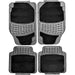 4 PCS Car Mats Rubber & Carpet Black Universal Fit Heavy Duty Non Slip Sakura  - Dynamic Drive