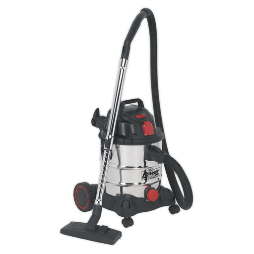 Sealey Vacuum Cleaner Industrial 20L 1400W/230V Stainless Drum Auto Start Sealey  - Dynamic Drive