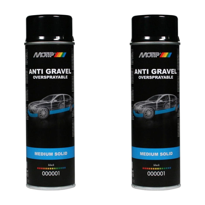 2 X Motip Black Stone Chip Anti Gravel Aerosol Spray Paint Oversprayable Motip  - Dynamic Drive