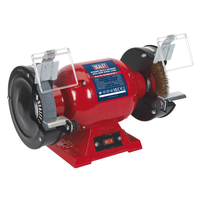 Sealey Bench Grinder150mm with Wire Wheel 370W/230V BG150XLW/98 Sealey  - Dynamic Drive