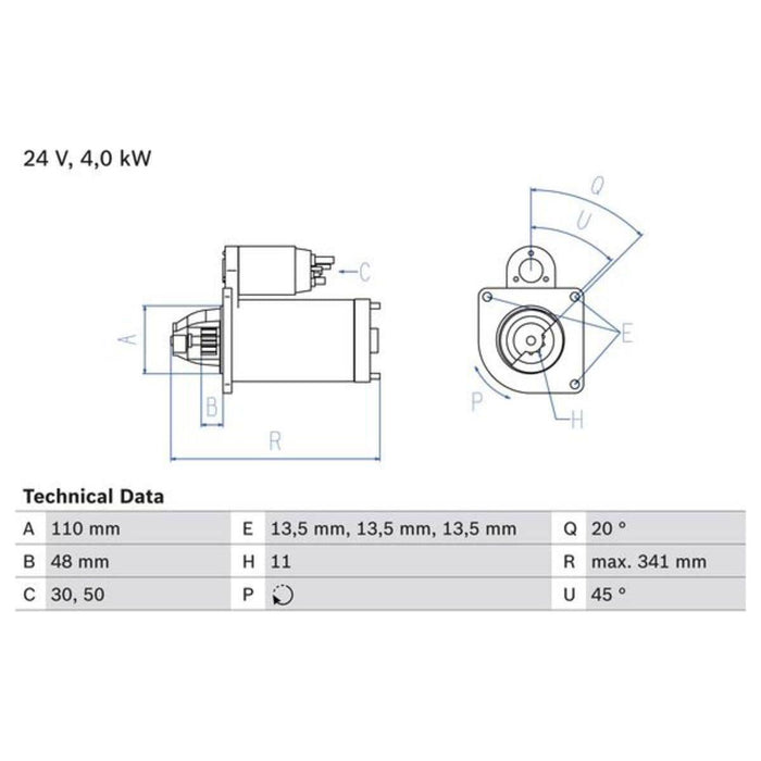 Bosch Reman Starter Motor (Hgv) 1798 0986017980 Bosch  - Dynamic Drive