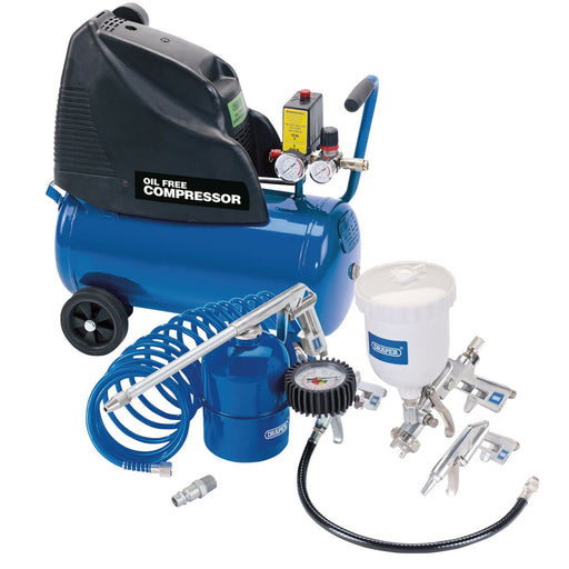 Draper Direct Drive Oil Free Air Compressor, 24L & Air Tool Kit 25936 Draper  - Dynamic Drive