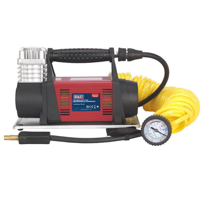 Sealey Tyre Inflator/Mini Air Compressor 12V Heavy-Duty MAC06 Sealey  - Dynamic Drive