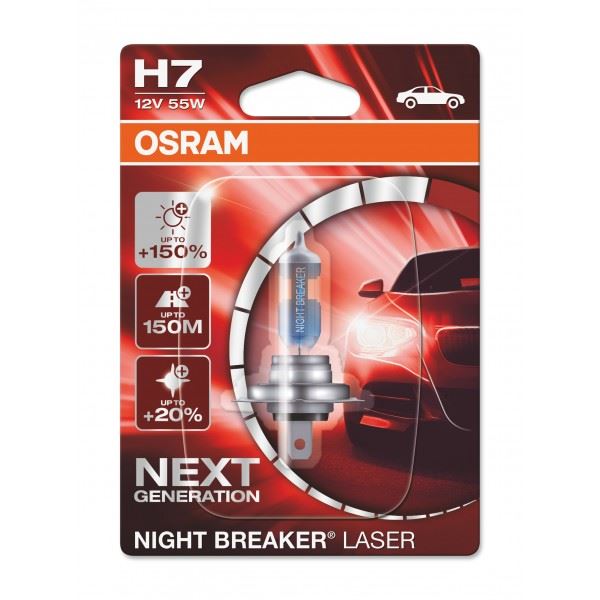 Osram Performance Bulbs - H7 Up To +150% More Brightness - (477/499) PX26d - Halogen - NIGHT BREAKER LASER Osram  - Dynamic Drive