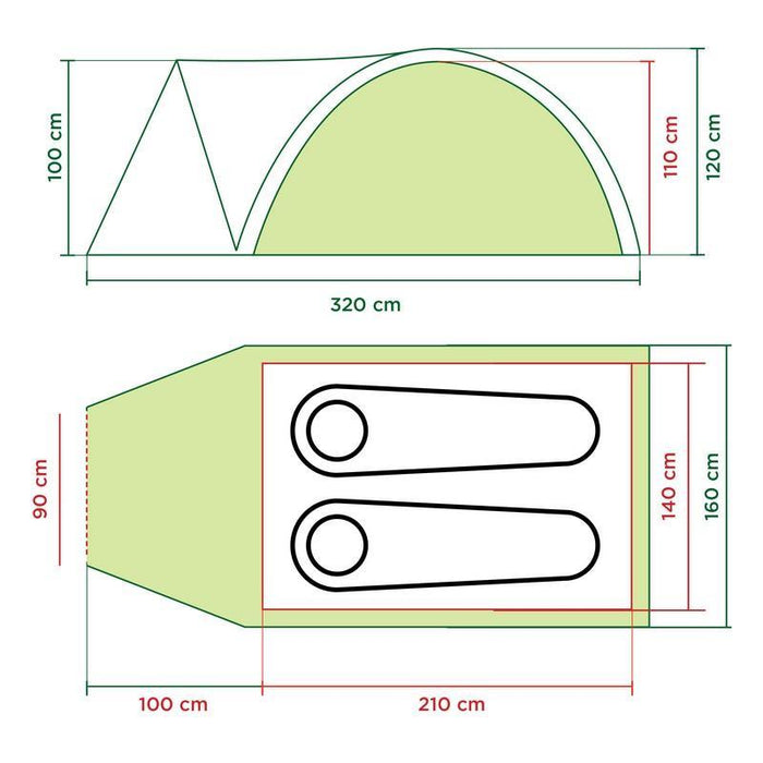 Colman Darwin 2+Tent Compact with Sewn-in Groundsheet Coleman  - Dynamic Drive