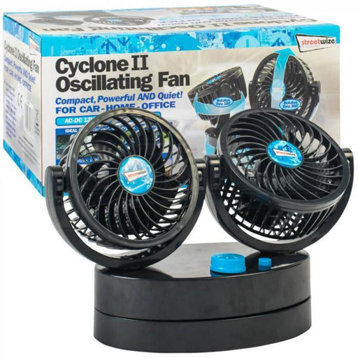 Cyclone II oscillating fan compact & quiet 12v car motorhome camper caravan UK Camping And Leisure