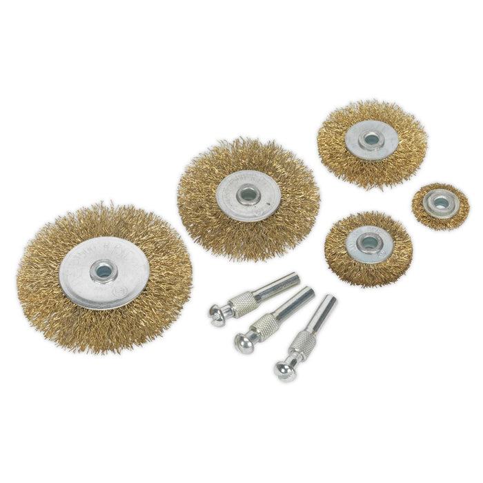 Sealey Wire Brush Set 8pc Brassed BWBS08 Sealey  - Dynamic Drive