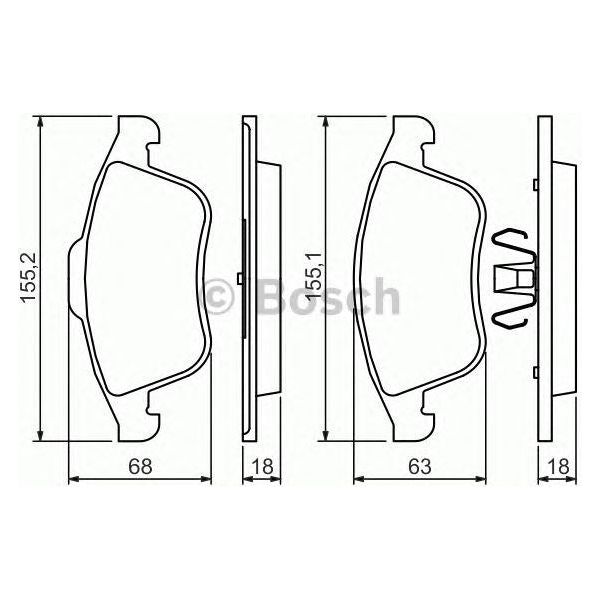 Genuine Bosch Brake Pad Set Bp1324 fits Renault Scenic dCi - 1.5 - 09- 098649440