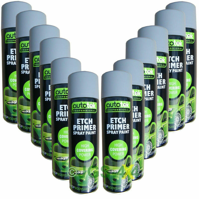 12X Autotek Professional Acid Etch Primer Aerosol 500Ml For Aluminium 12 Pack