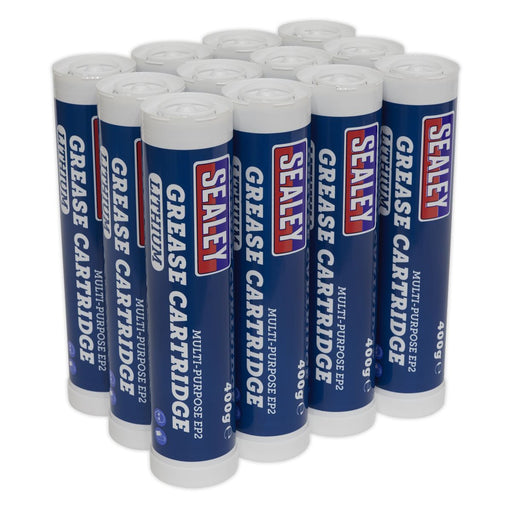 Sealey Grease Cartridge EP2 Lithium 400g Pack of 12 SGC12 Sealey  - Dynamic Drive